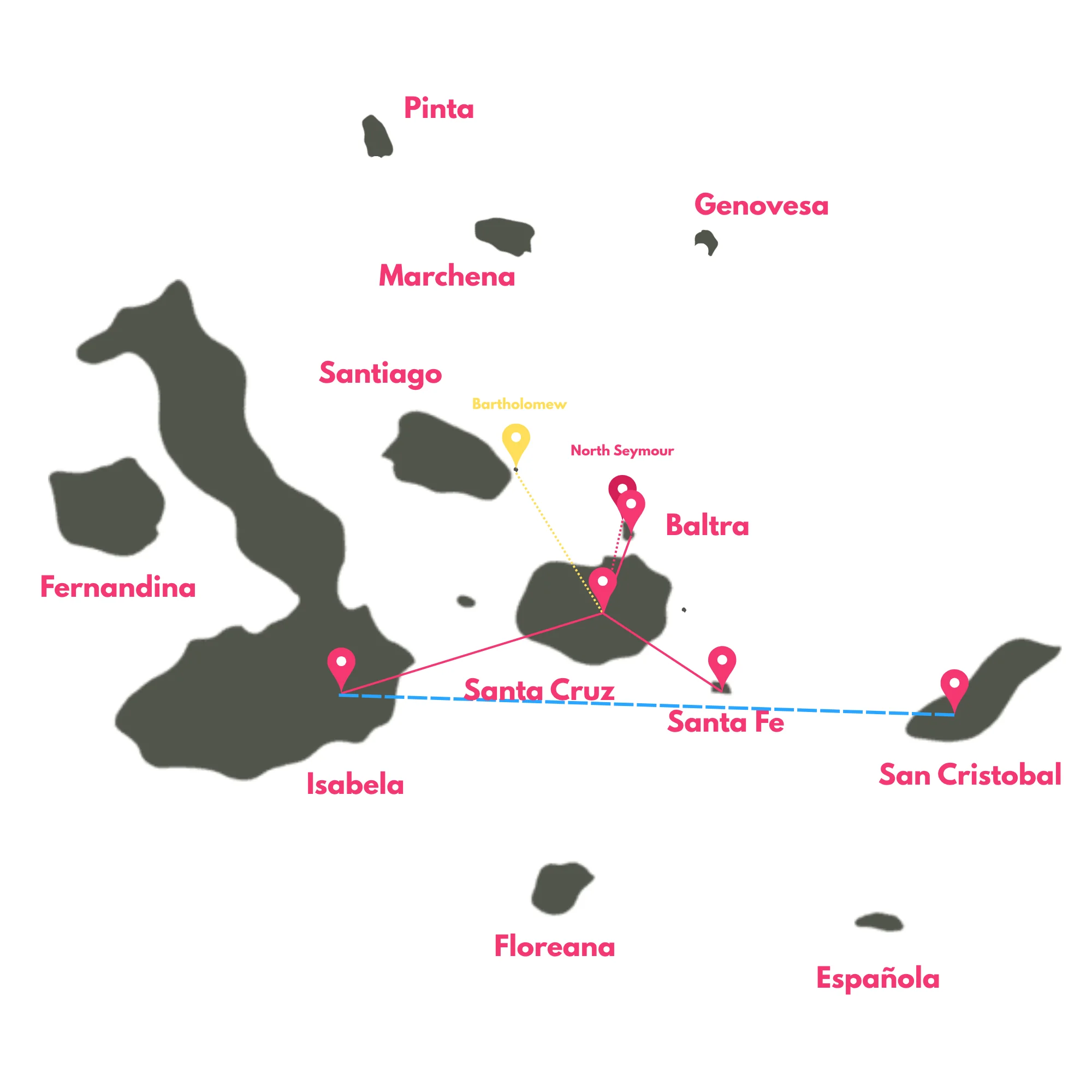 11 Day - Mega Galapagos 360 "A" - IDEAL route map
